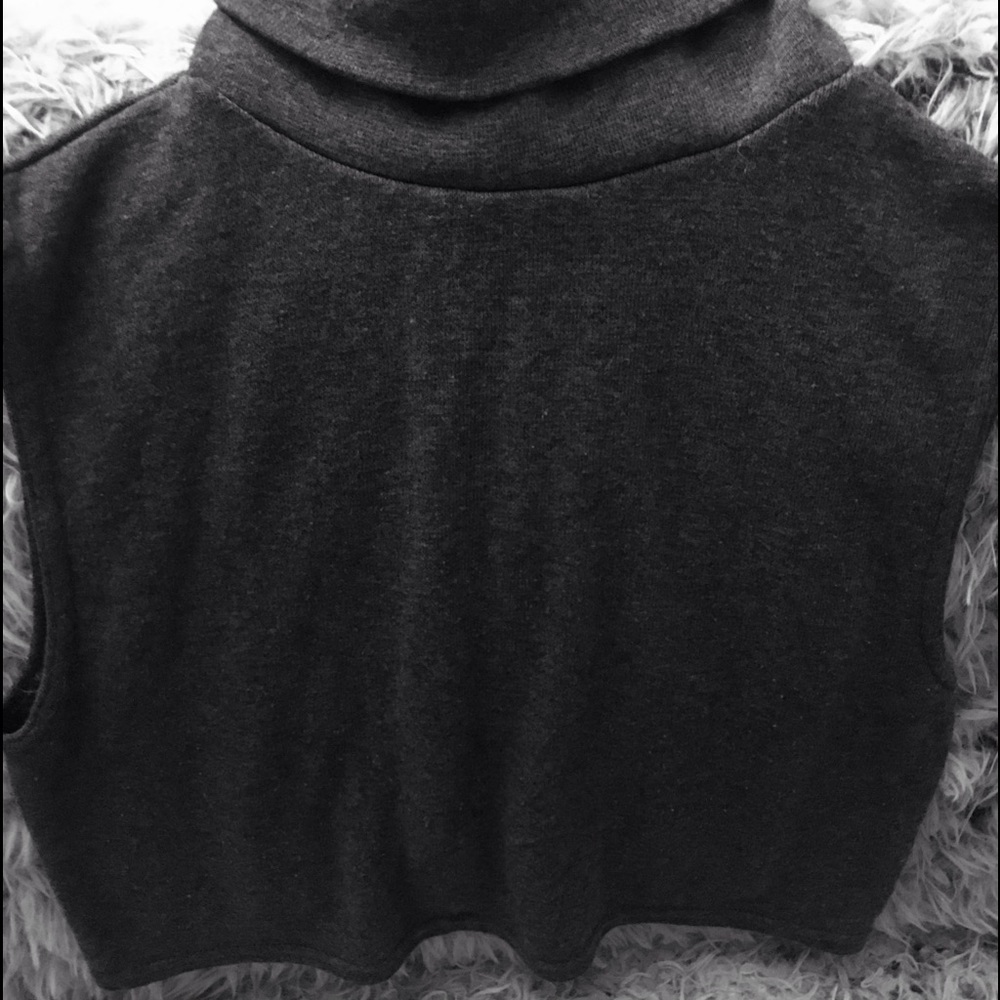 Cropped and sleeveless turtle neck